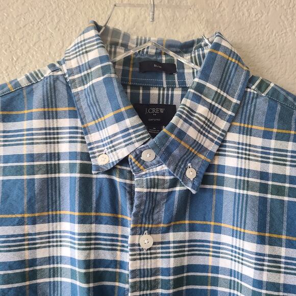 J. Crew Men's Oxford 100% Cotton Slim Fit‎ Button Shirt Blue Plaid Medium Preppy - Picture 2 of 11